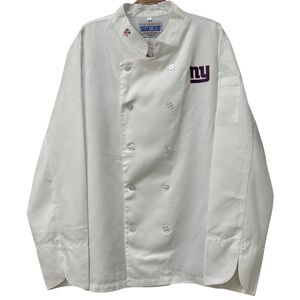 White Chef Coat with NY Giants Logo and Stand-Up Collar